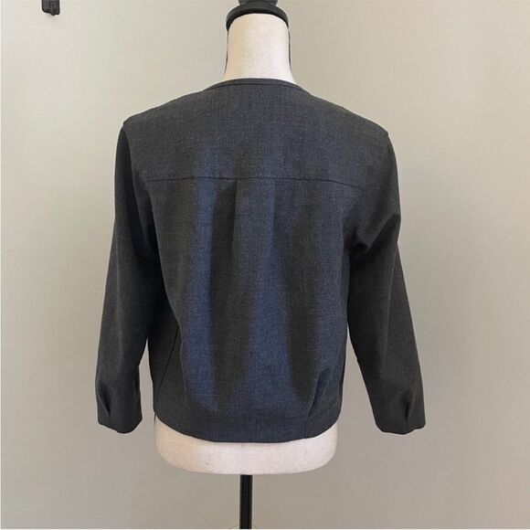 J Crew Full Zip Wool Jacket Size 00 Bib Coat Gray Old Money XXS Preppy Academia - Picture 7 of 12